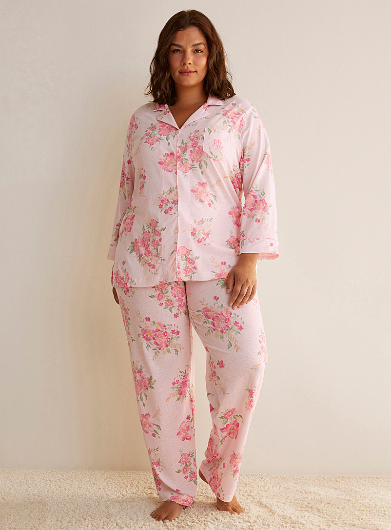 Lauren par Ralph Lauren: L'ensemble pyjama bouquet aquarelle Taille plus Vieux rose pour femme