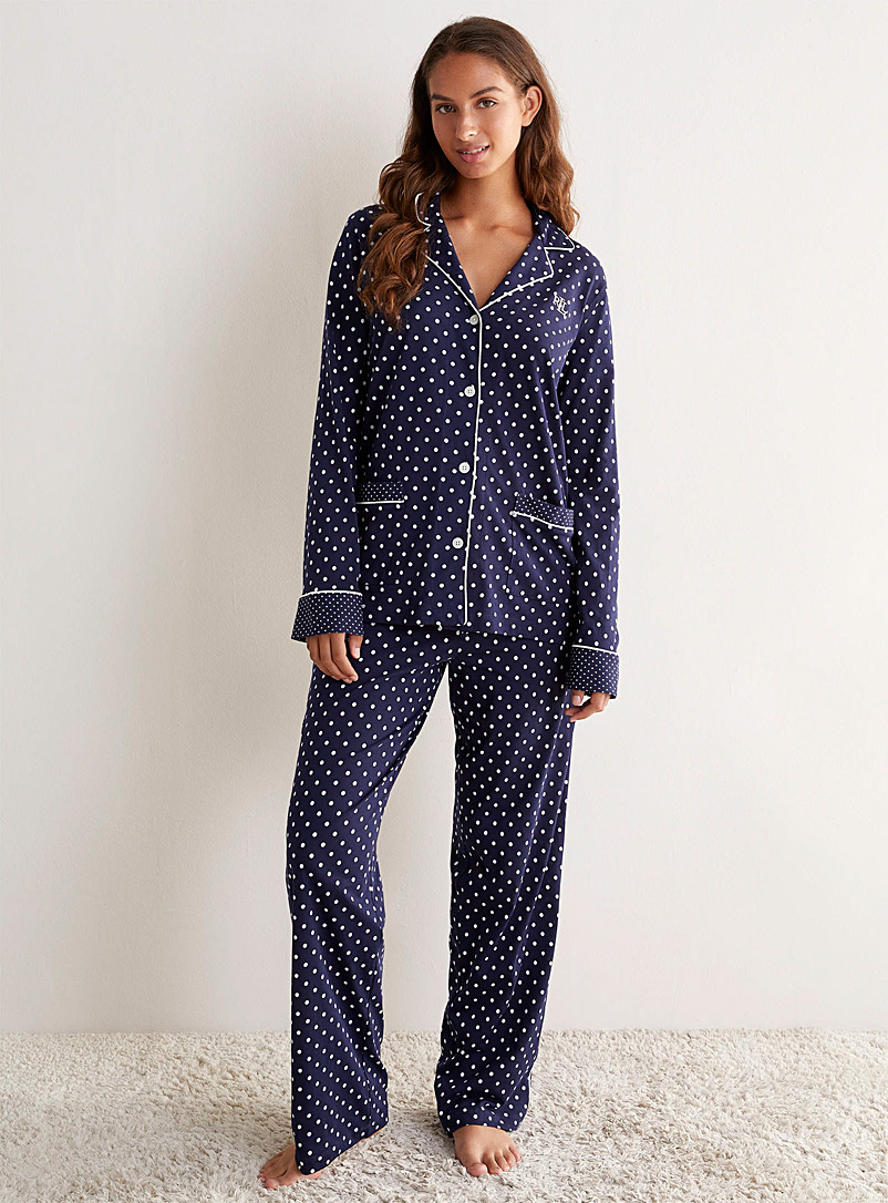 Lauren par Ralph Lauren: L'ensemble pyjama pois rétro Marine pour femme