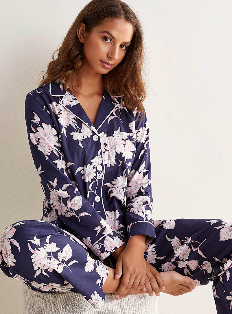 Lauren par Ralph Lauren Marine Blue Midnight garden pyjama set for women