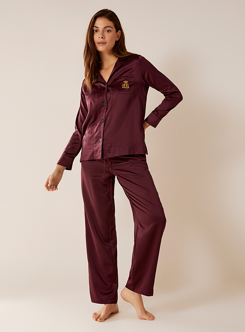 Lauren par Ralph Lauren: L'ensemble pyjama satiné signature Pourpre moyen pour femme