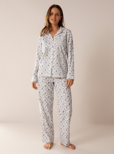 Bluish flowers flannel pyjama set | Lauren par Ralph Lauren | | Simons
