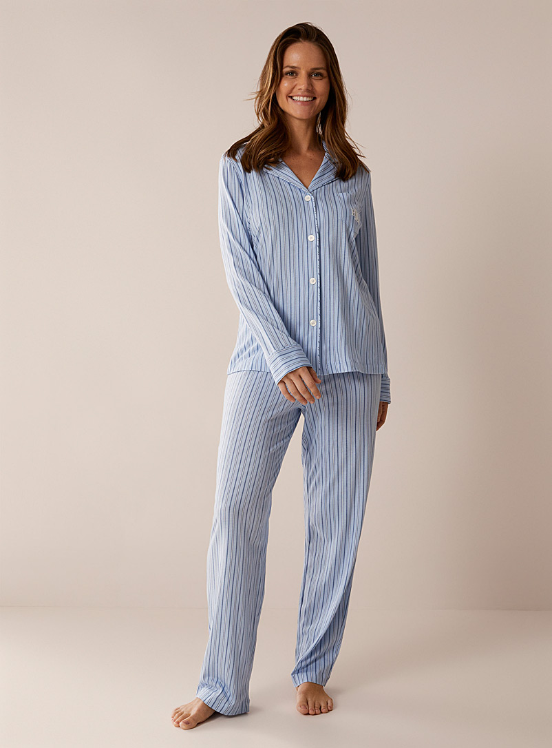 Celestial stripes cotton and viscose pyjama set