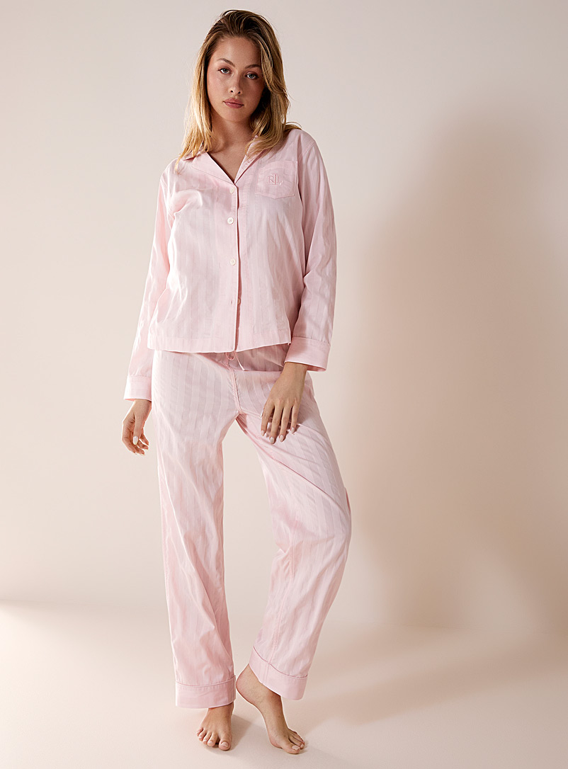 Lauren par Ralph Lauren: L'ensemble pyjama rayures monochromes Rose pour femme