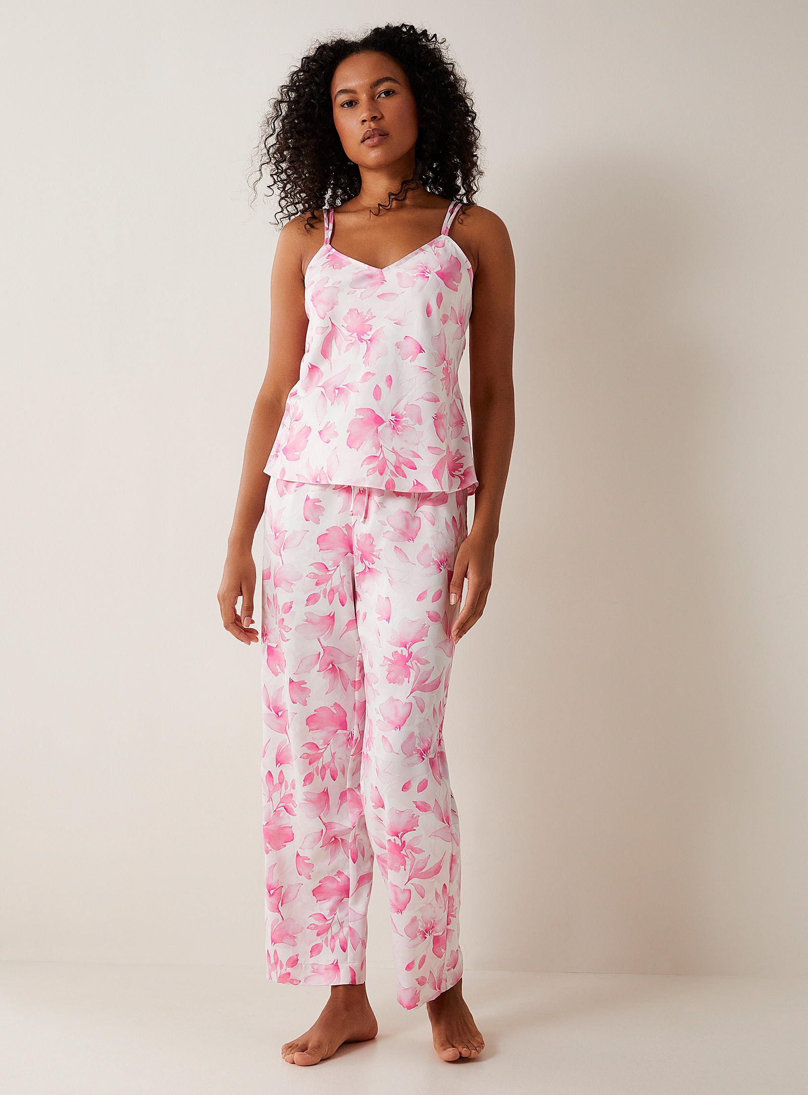 Lauren Par Ralph Lauren Life In Pink Satiny Pyjama Set