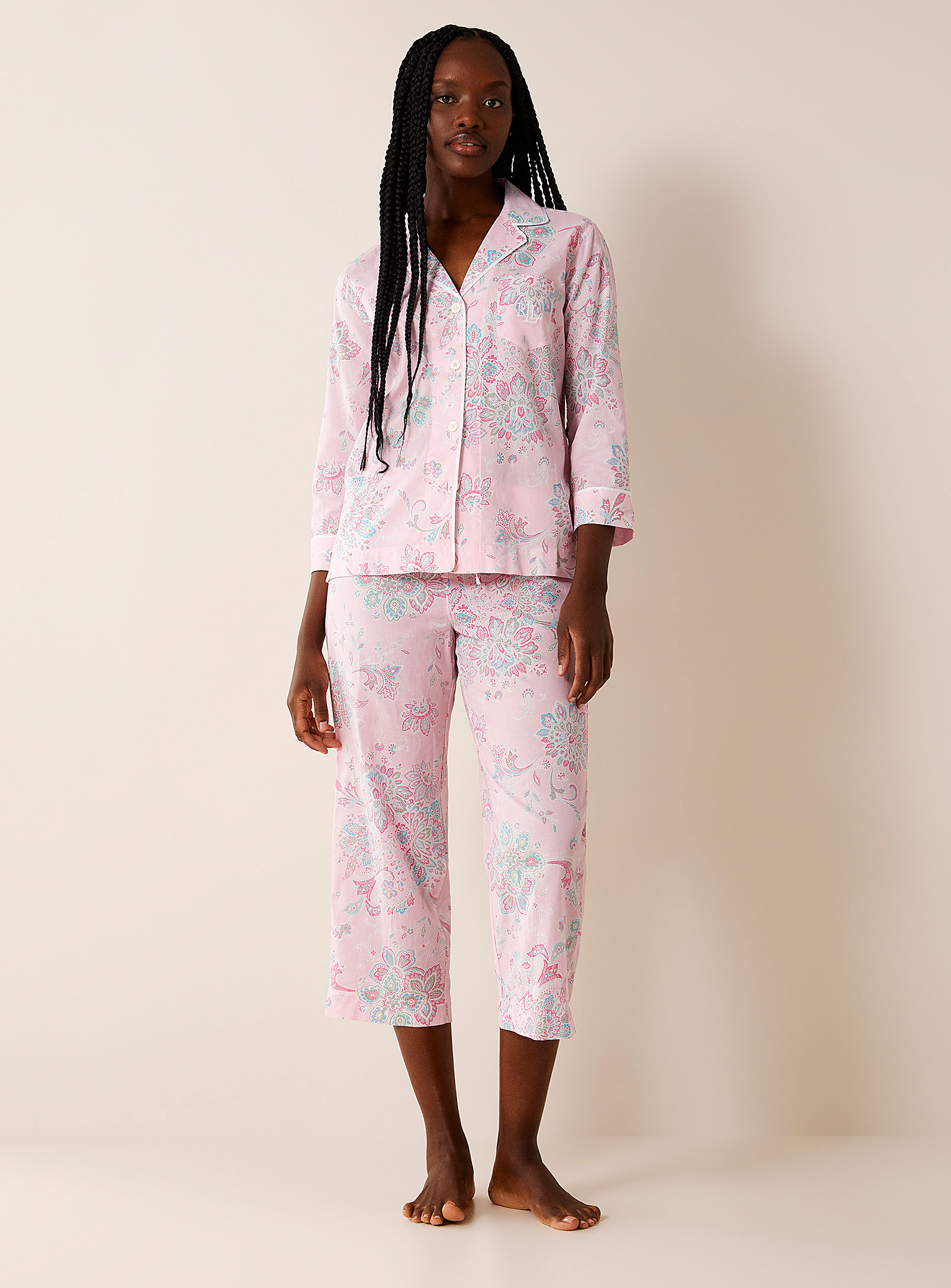 Lauren Par Ralph Lauren Ornamental Flowers Pyjama Set In Pink