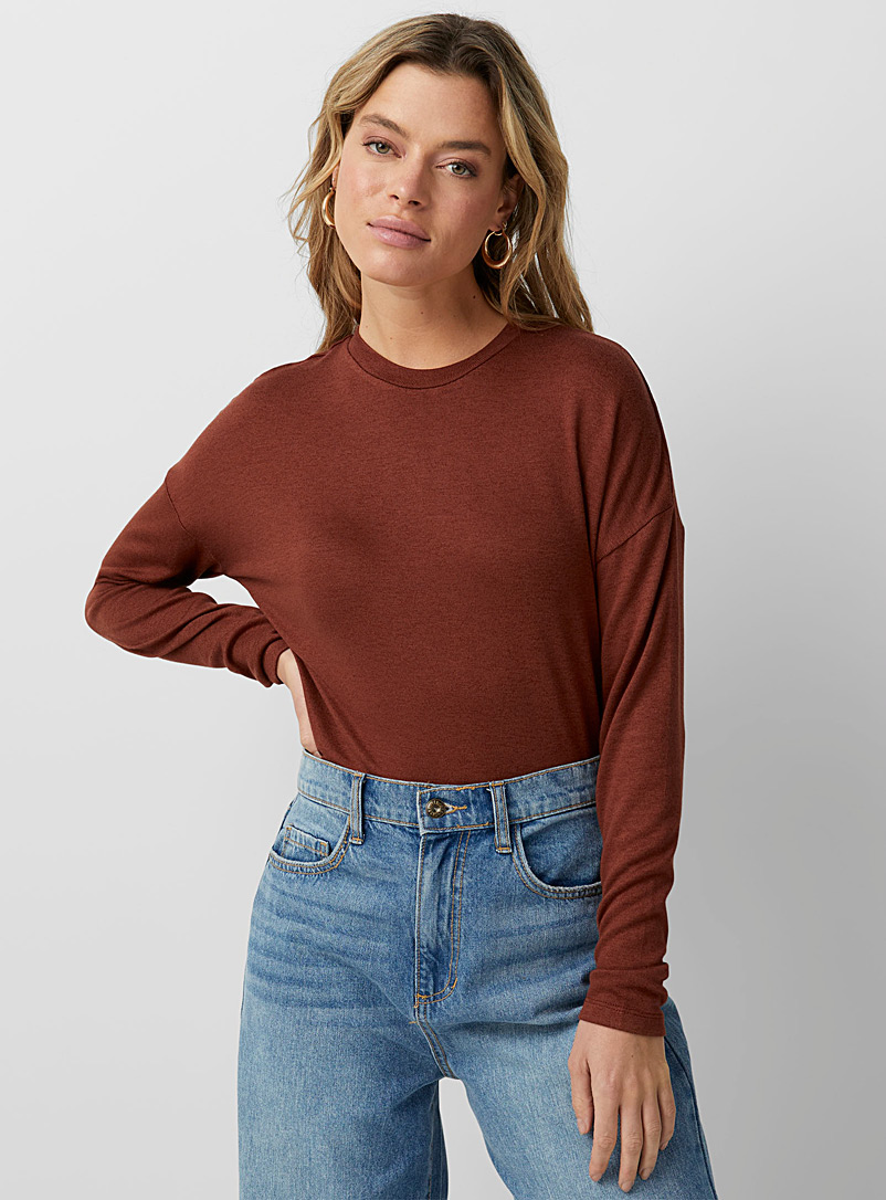 Icône Brown Long-sleeve knit tee for women