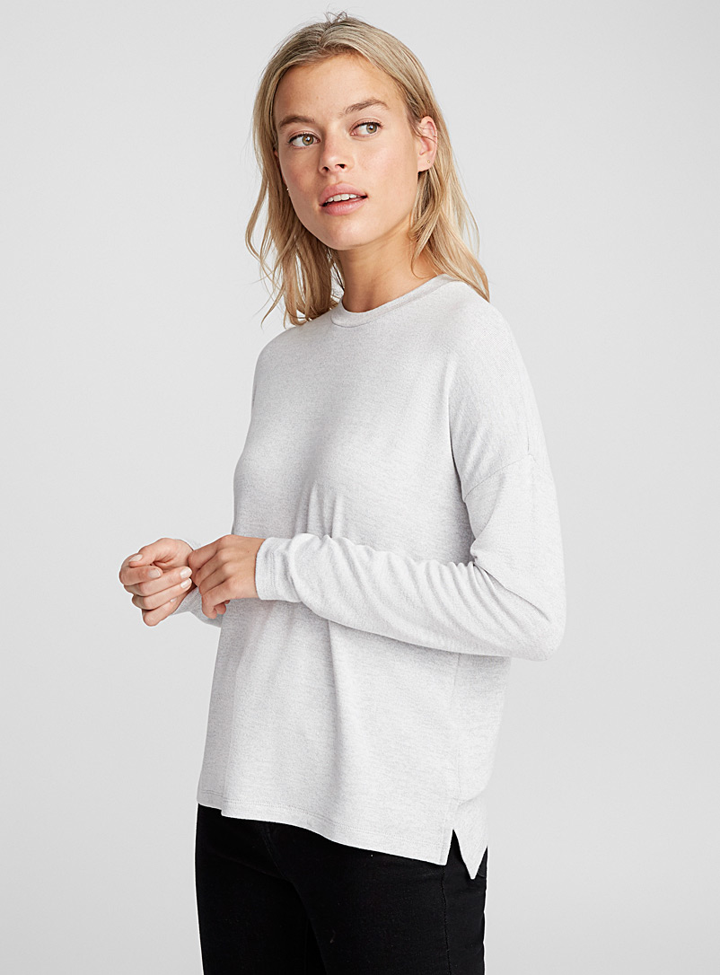 Icône Light Grey Long-sleeve knit tee for women