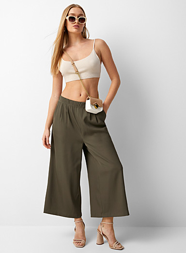 Belted greyish green wide-leg pant | Icône | Shop Women%u2019s 