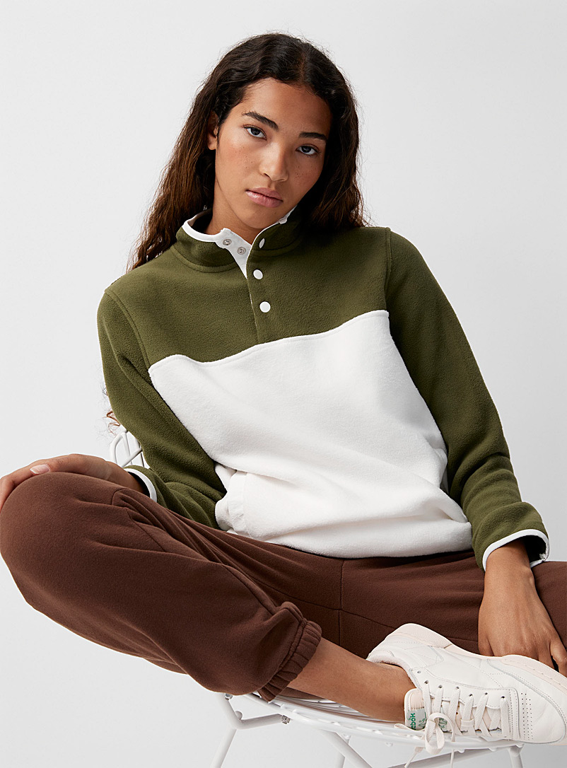 Twik Assorted Recycled polyester fleece half-button sweatshirt for women
