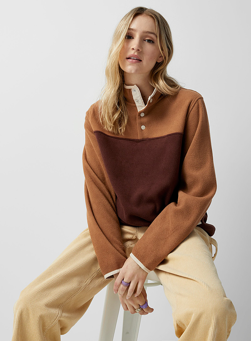 Twik Assorted Recycled polyester polar fleece half-button sweatshirt for women
