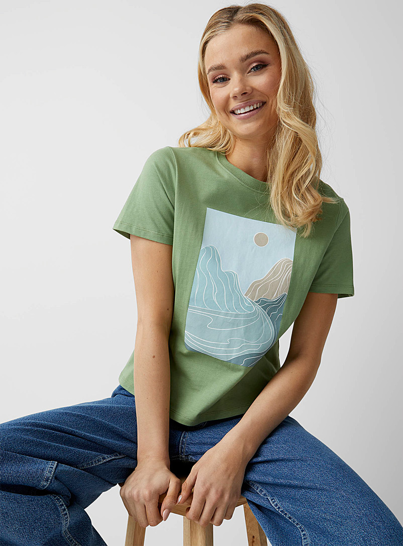 Twik: Le t-shirt imprimé couleurs Vert pour femme