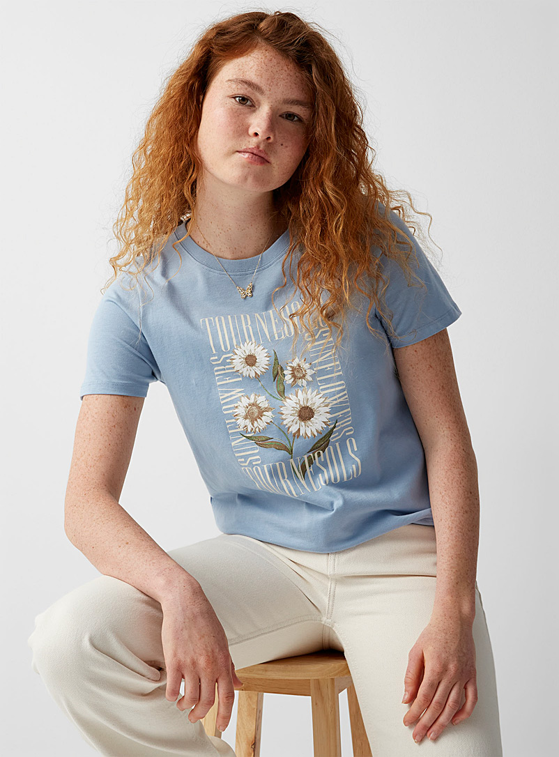 Twik: Le t-shirt imprimé couleurs Bleu pour femme