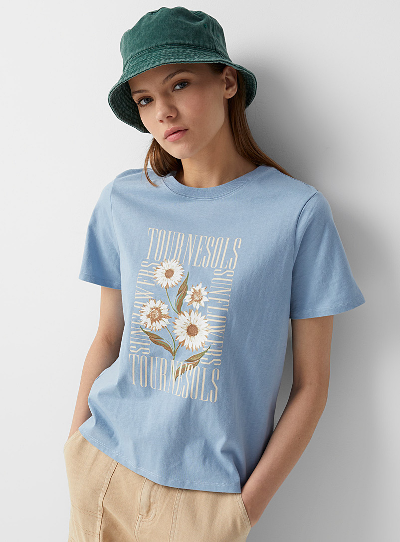 Twik Patterned Blue Colourful print tee for women