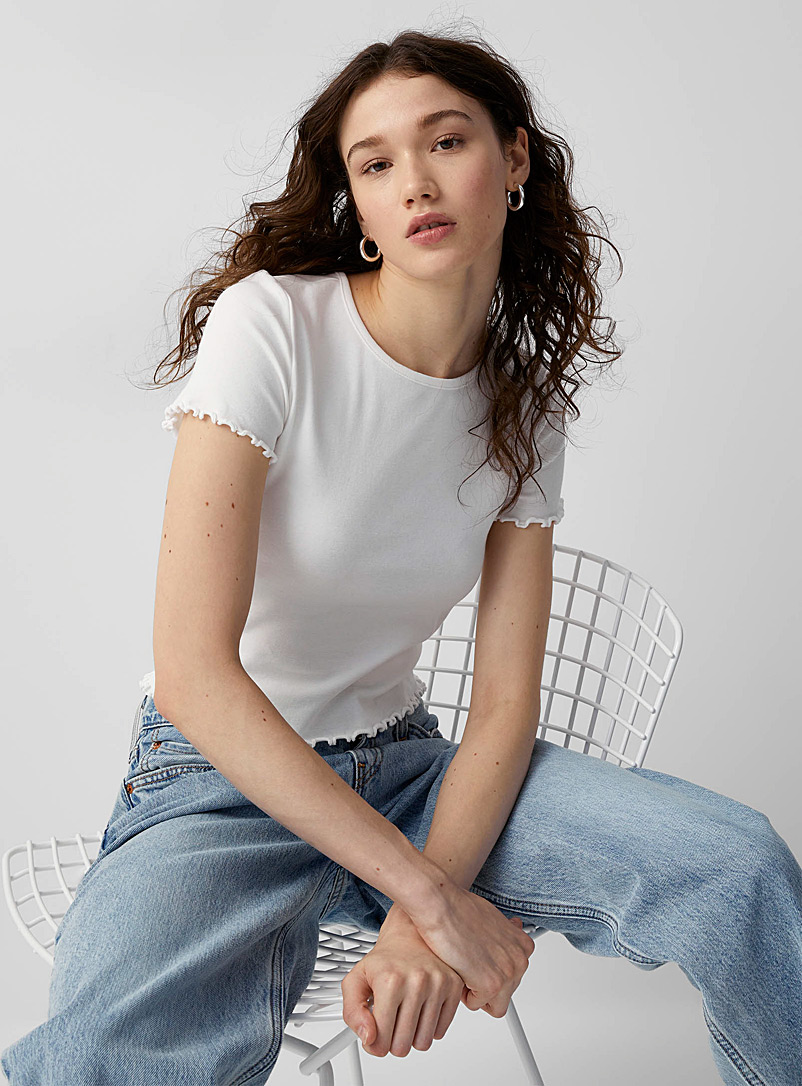 Twik: Le t-shirt frisons accent coton bio Blanc pour femme