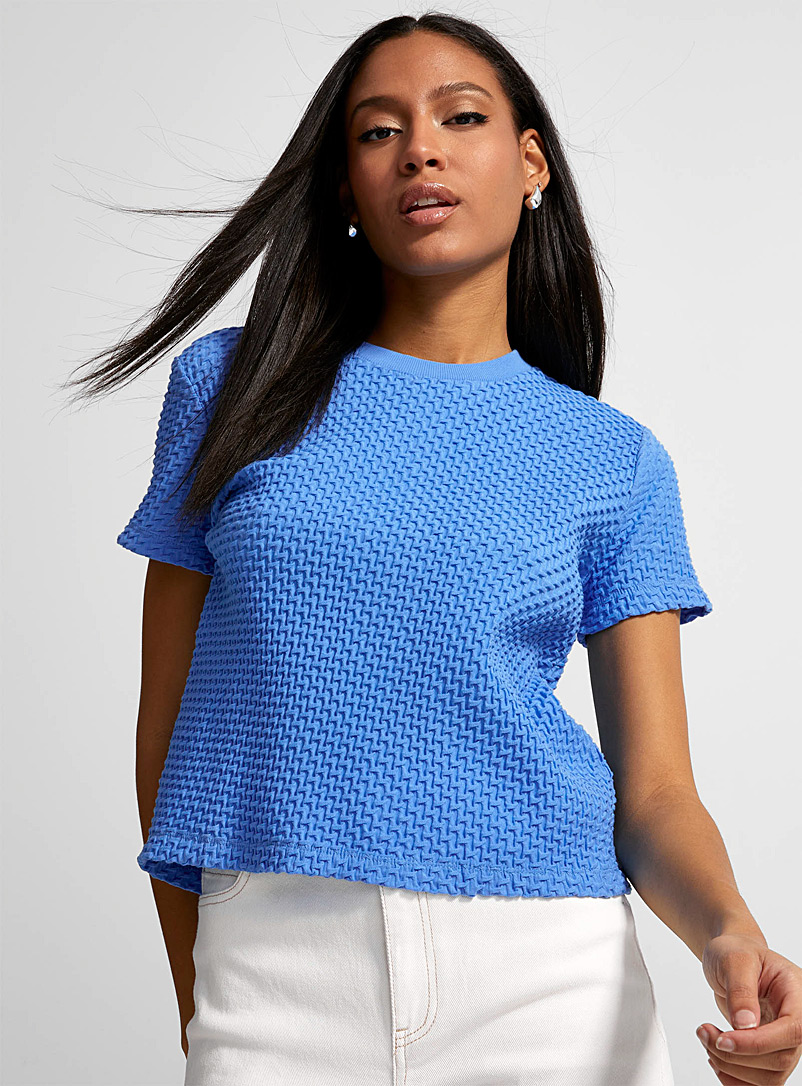 Icône: Le t-shirt gaufré coton bio Bleu pour femme