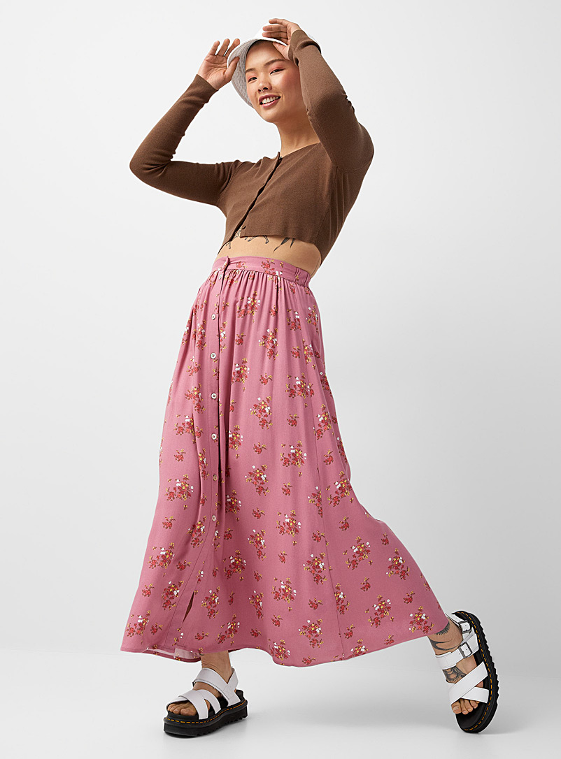 Twik Peach Buttoned maxi skirt for women