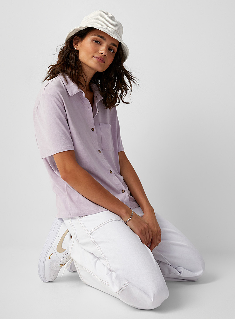 Twik Lilacs Jersey pocket shirt for women