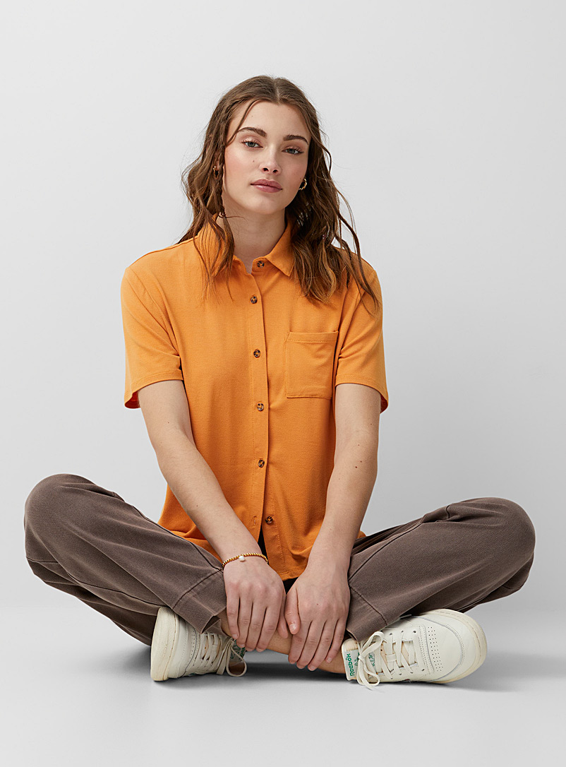 Twik: La chemise jersey à pochette Tangerine pour femme