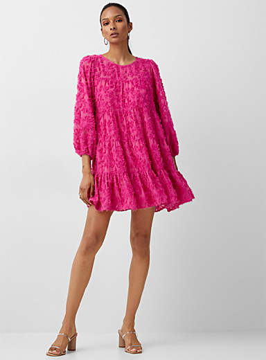 Icône Pink Spun floral trapeze dress for women