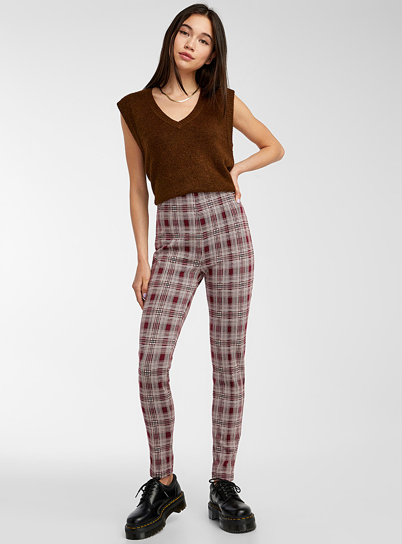 Twik Patterned Red Check stretch legging for women