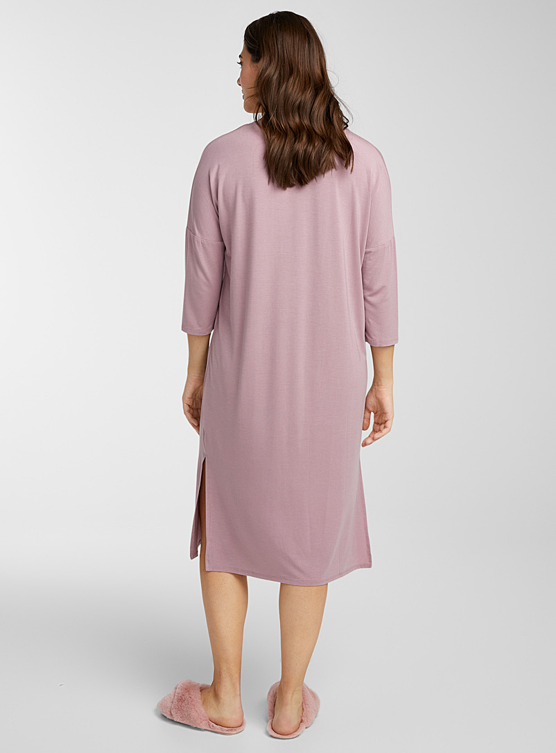 Miiyu Light Crimson 3/4 sleeve modal nightgown for women