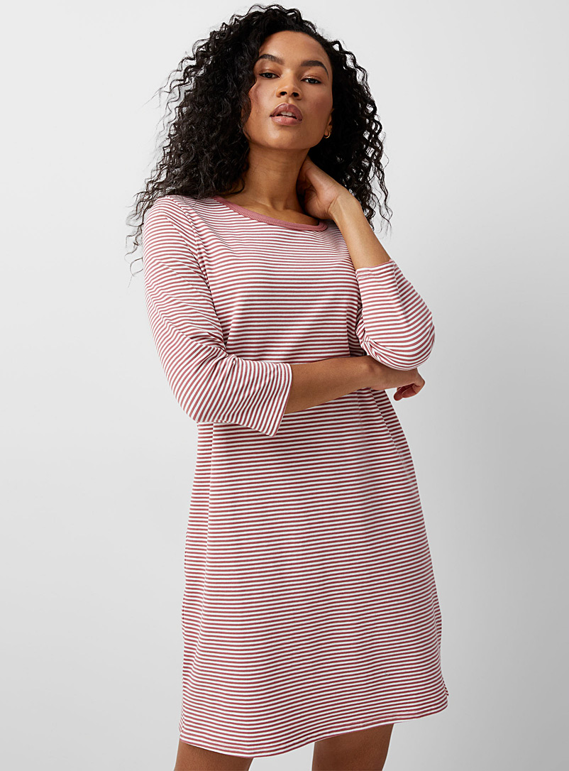 Miiyu Pink Organic cotton pinstripe nightgown for women