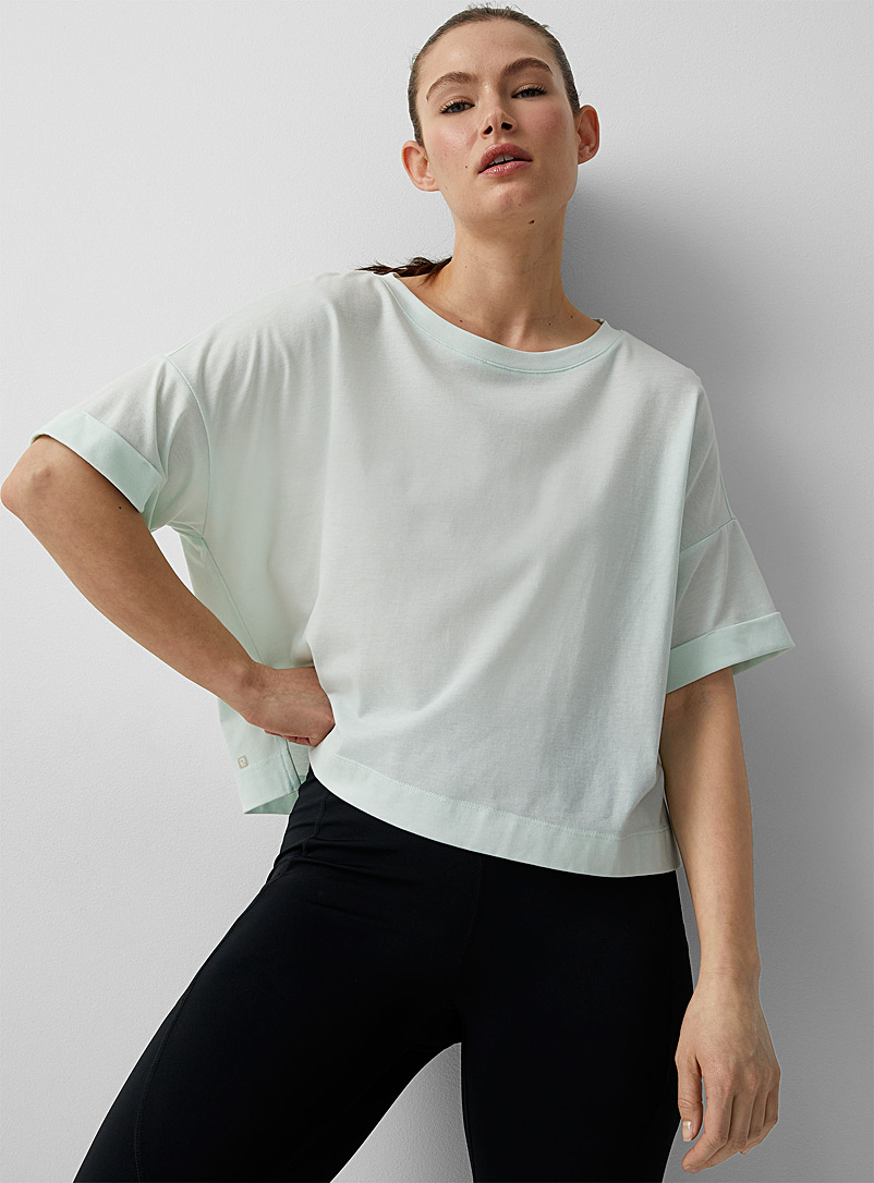 I.FIV5 Peach Boxy cuffed-sleeve t-shirt for women