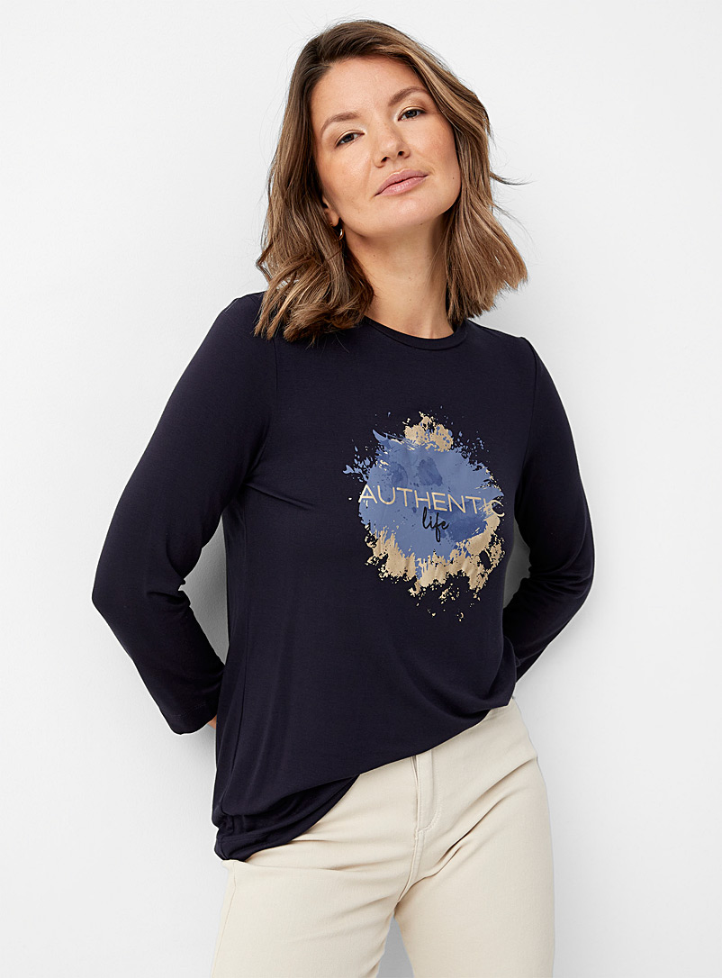 Contemporaine: Le t-shirt art éclatant Bleu pour femme