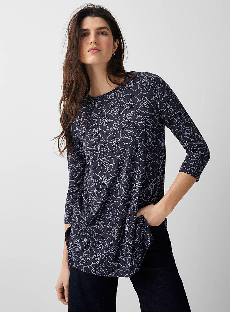 Contemporaine Blue Printed jersey 3/4-sleeve tunic for women