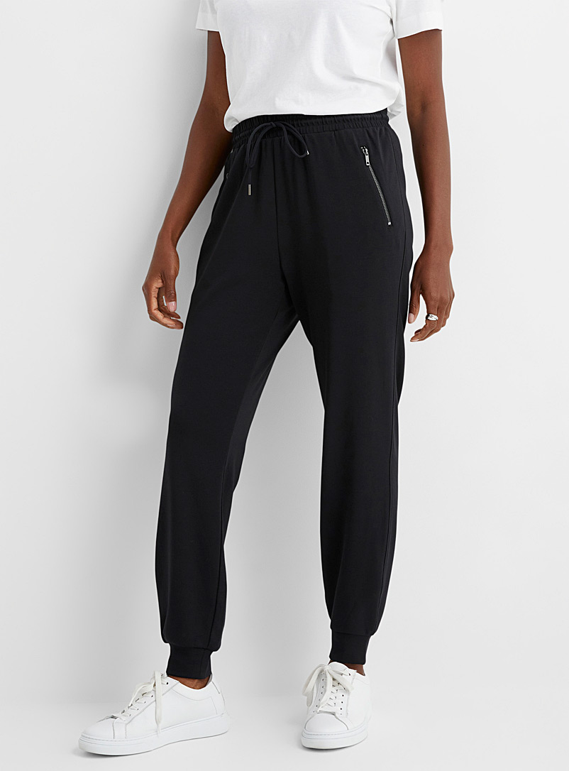 Contemporaine: Le jogger poches zip jersey chic Noir pour femme