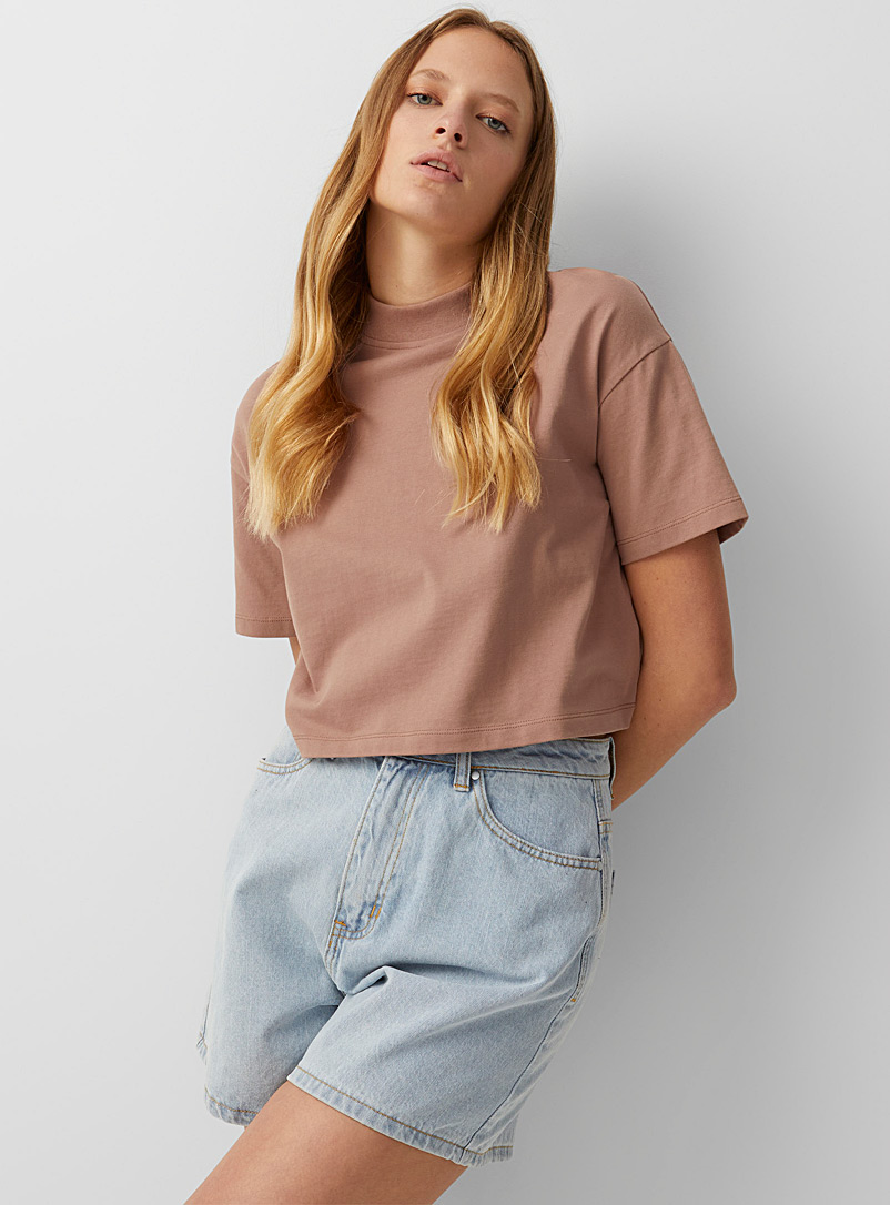 Icône Brown Short-sleeve cropped tee for women