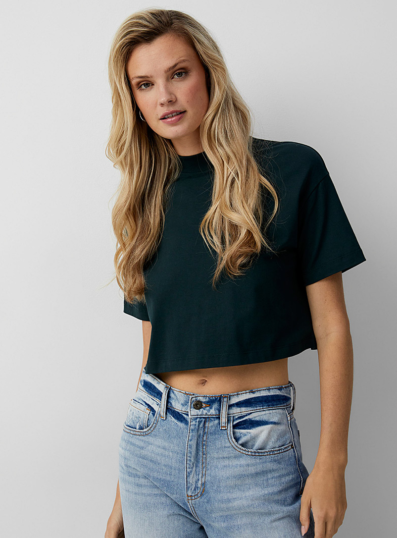 Icône Teal Short-sleeve cropped tee for women