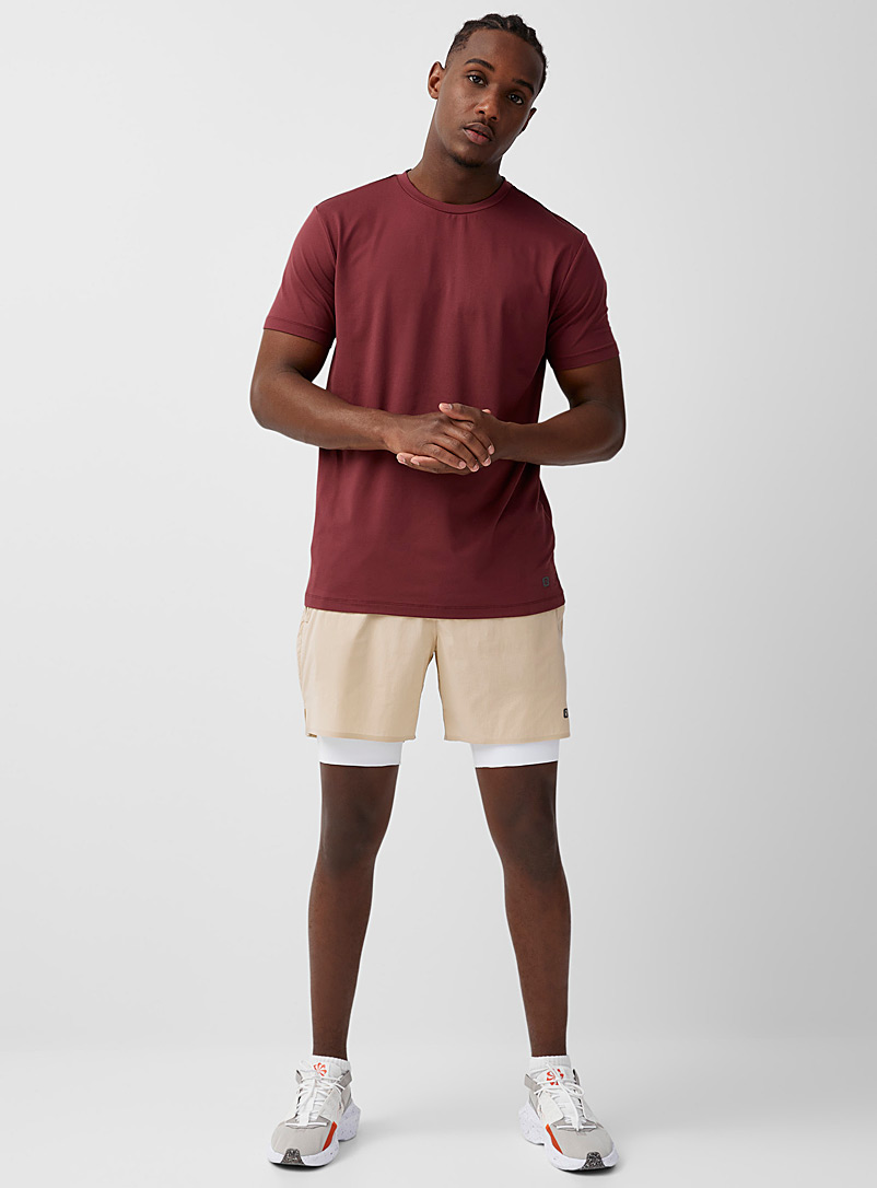 I.FIV5: Le t-shirt basique actif ultradoux Rouge foncé-vin-rubis pour homme
