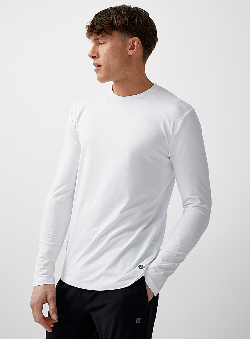 I.FIV5 White Ultrasoft long-sleeve active T-shirt for men