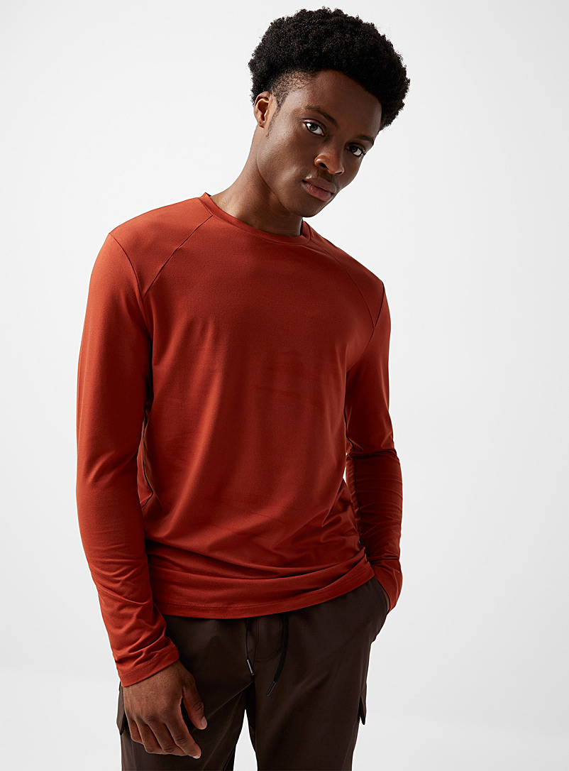 I.FIV5: Le t-shirt manches longues ultradoux Rouge foncé-vin-rubis pour homme