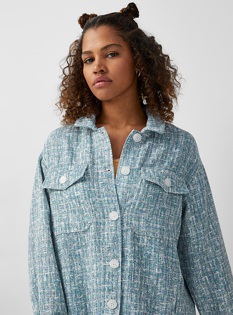 Twik Black and White Tweed check overshirt for women