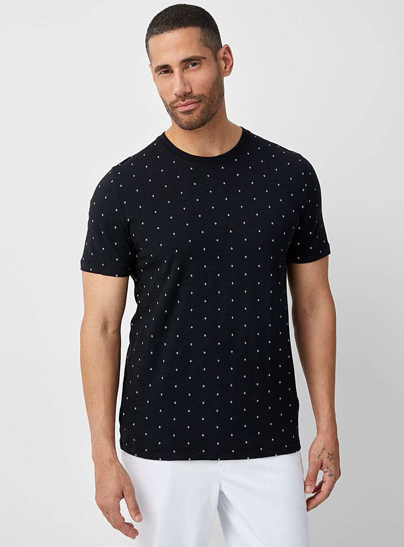 Le 31 Black Mini-pattern T-shirt Made with Liberty Fabric for men