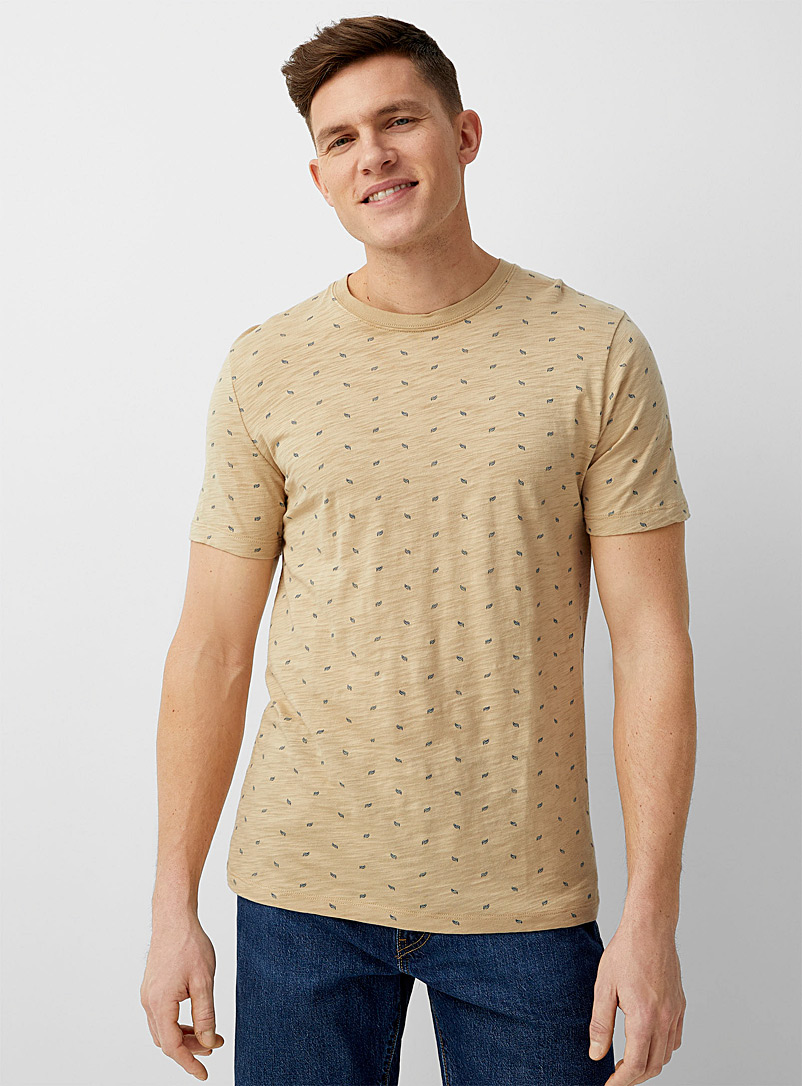 Le 31 Sand Mini-pattern T-shirt Made with Liberty Fabric for men