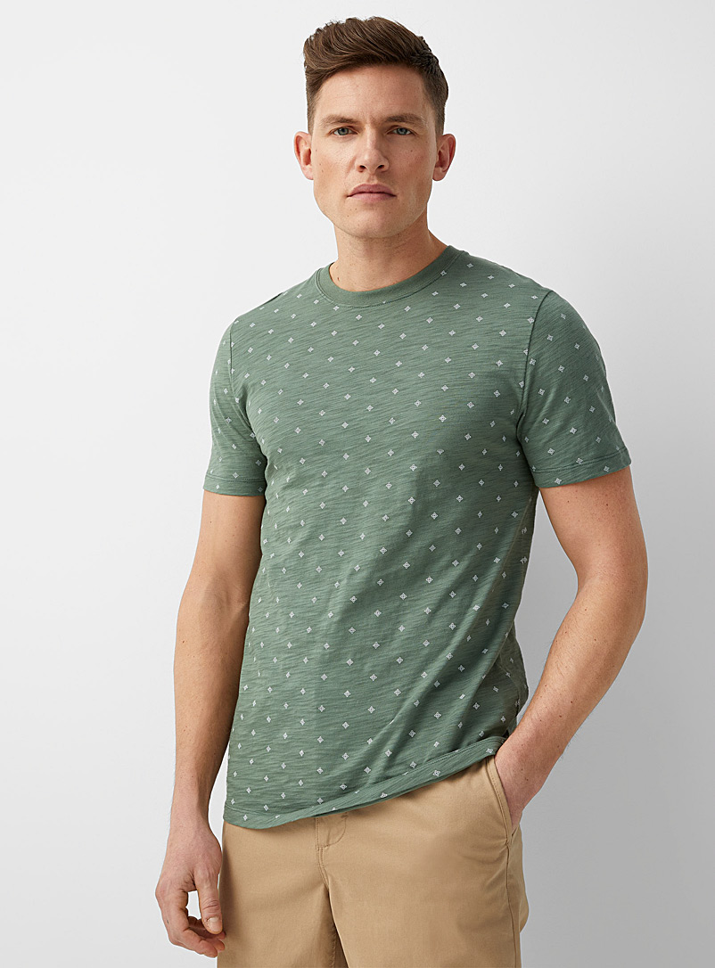 Le 31 Green Mini-pattern T-shirt Made with Liberty Fabric for men
