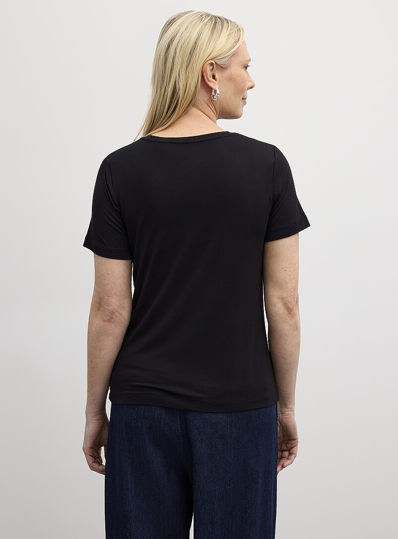 Contemporaine Navy/Midnight Blue Flowy crew-neck T-shirt for women