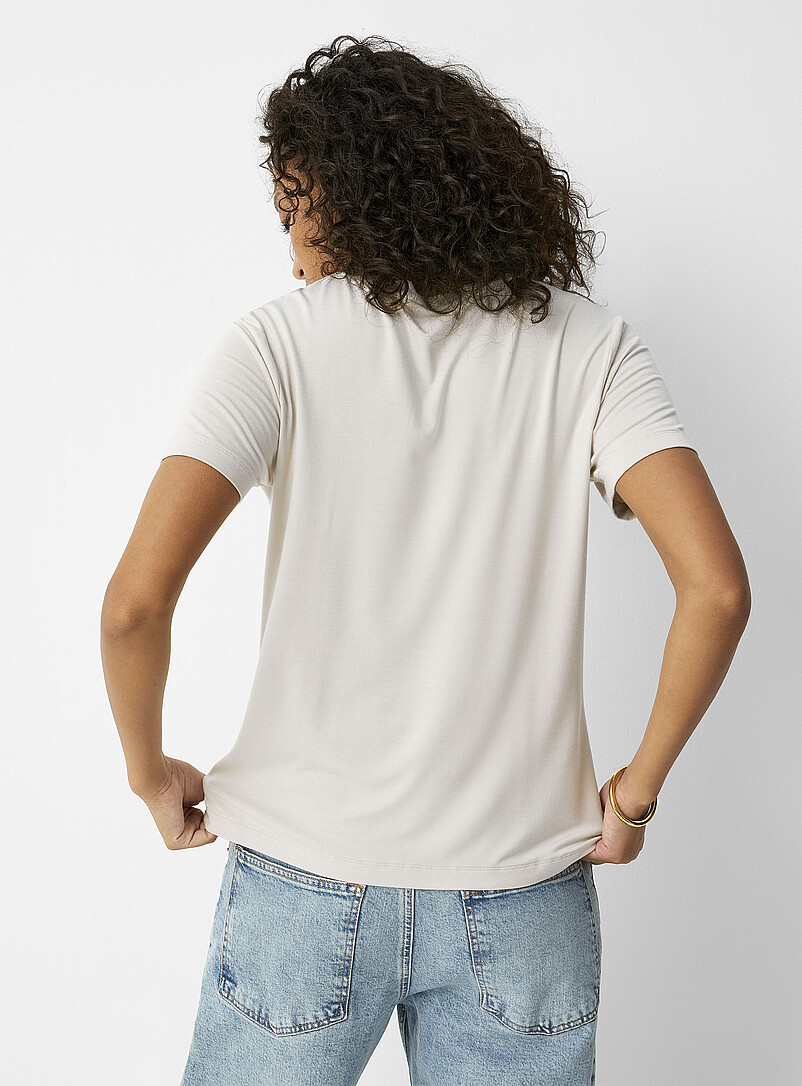 Contemporaine: Le t-shirt fluide col rond Bleu marine - Bleu nuit pour femme