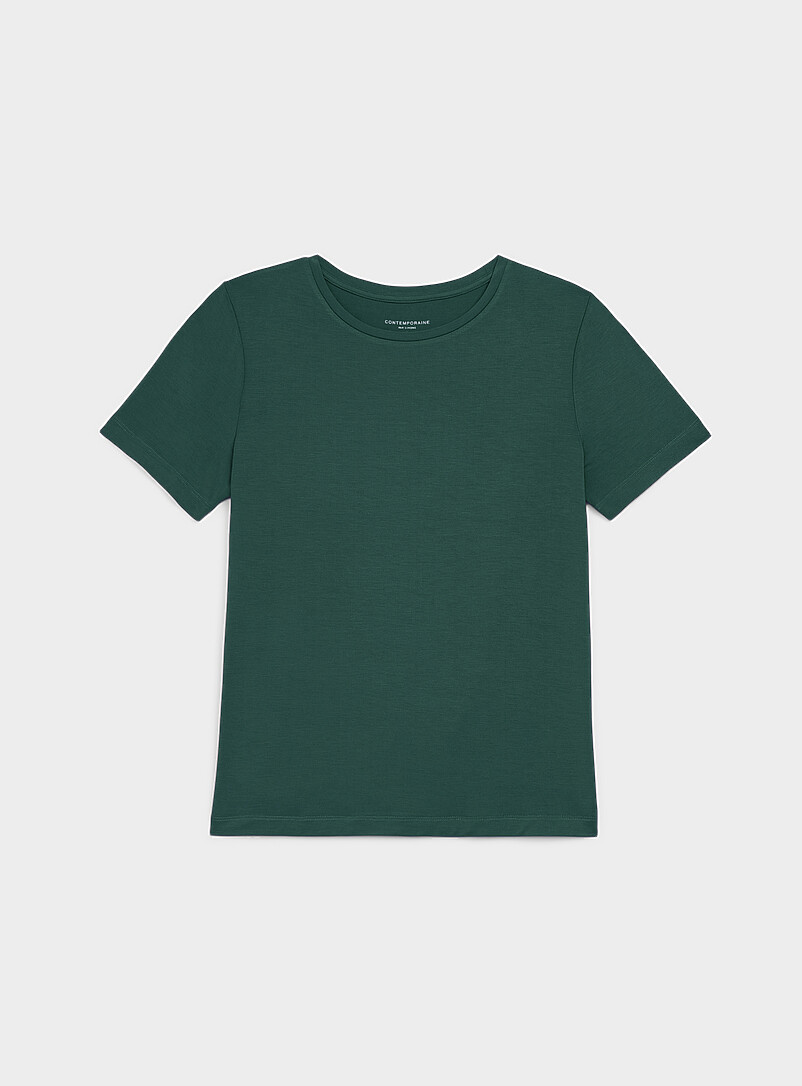 Contemporaine: Le t-shirt fluide col rond Bleu marine - Bleu nuit pour femme