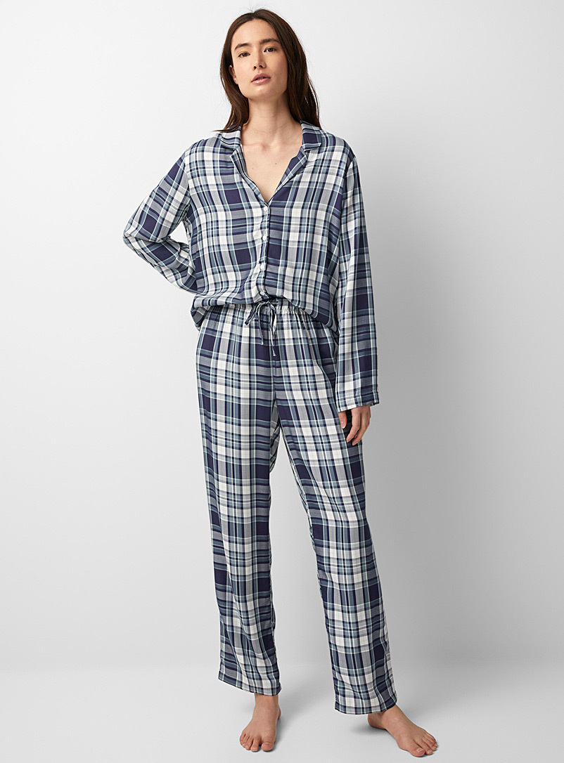 Miiyu: L'ensemble pyjama détente charmante Bleu à motifs pour femme