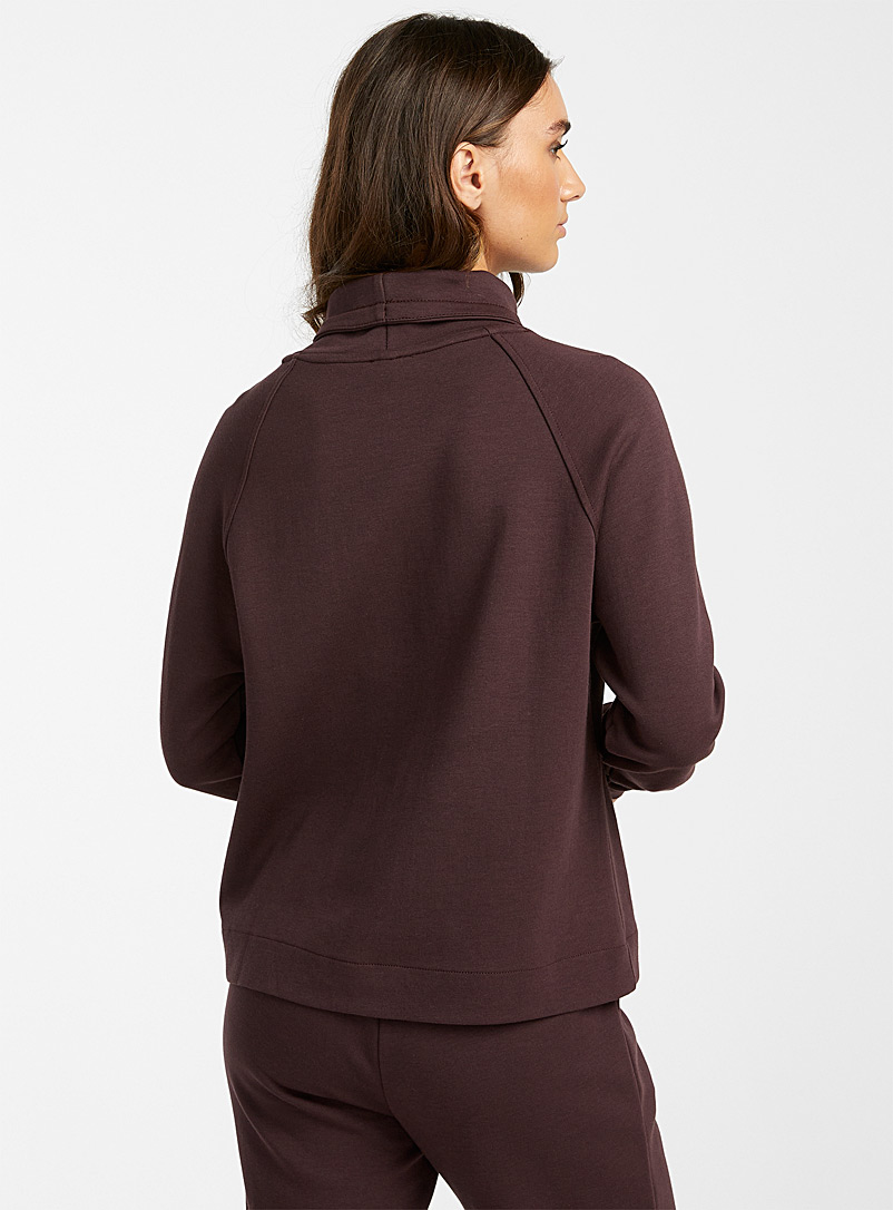 Miiyu Brown Cotton-modal drawcord-collar sweatshirt for women