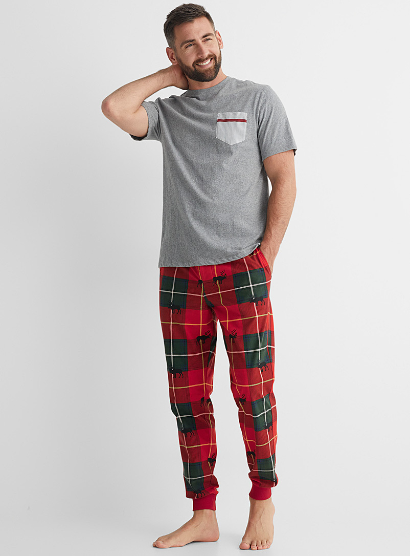 Le 31 Red Winter-print lounge jogger for men