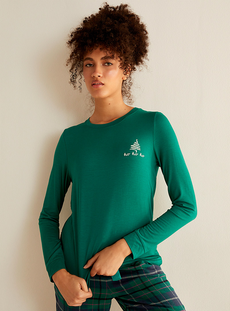 Miiyu x Twik: Le t-shirt ambiance hivernale Vert pour femme