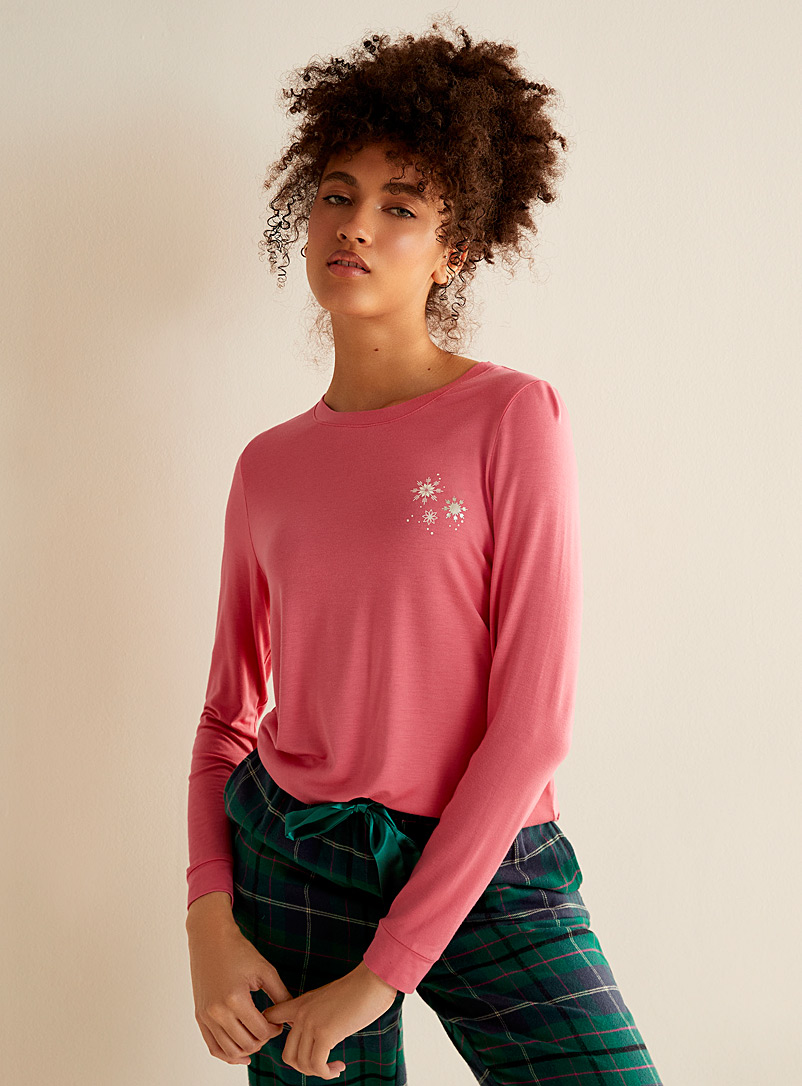 Miiyu x Twik: Le t-shirt détente ambiance hivernale Rose moyen pour femme