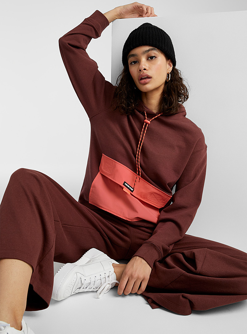 Twik Patterned Brown Eco-friendly fibre utility hoodie for women