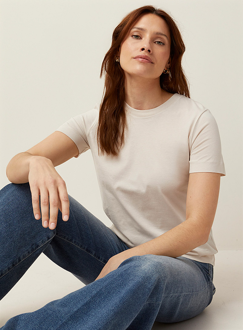 Contemporaine: Le t-shirt col rond coton bio Sable pour femme
