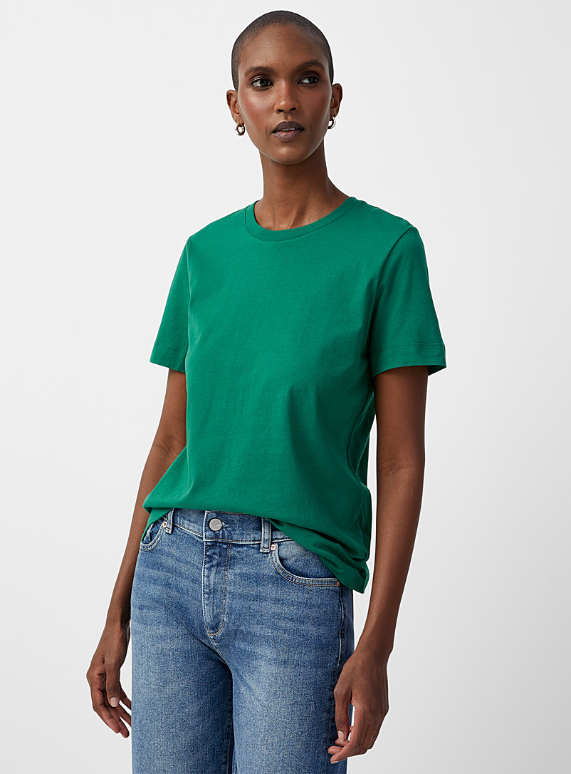 Contemporaine Green  Organic cotton crew-neck T-shirt for women